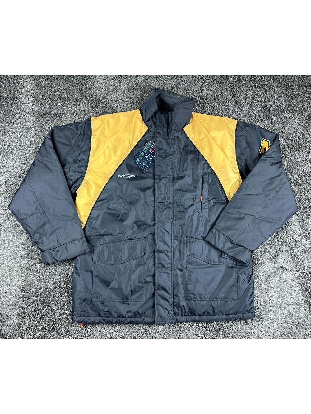 Point Zero Action Factory Montana Jacket Men Navy Yellow Weatherproof Sz M NWT